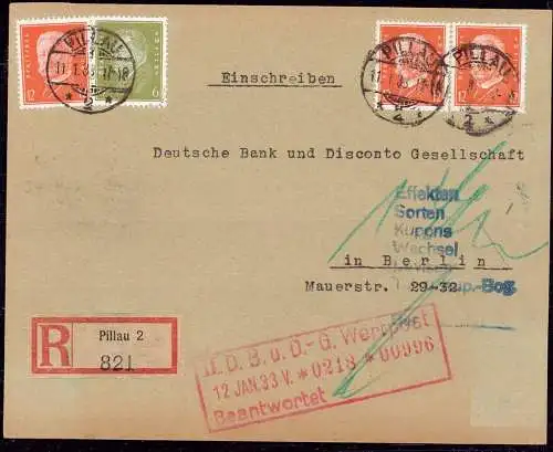 601989 | Ostpreussen, Brief per Einschreiben | Pillau (Fischhausen OP)