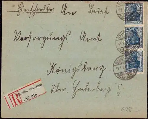 601990 | Ostpreussen, Brief per Einschreiben, Samland  | Rauschen (Fischhausen OP), -,