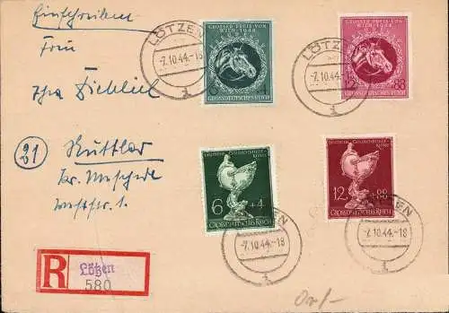 601992 | Ostpreussen, 1944, Brief mit provisorischen Einschreibzettel  | Lötzen (Lötzen OP), -,