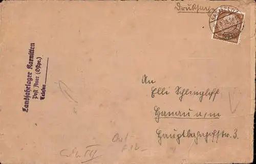 601997 | Ostpreussen, 1938, Brief Landjahrlager Karnitten, Erh 3 ca. 5 cm. Riss  | Auer (Insterburg OP), -,