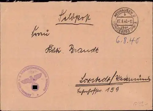 602010 | Ostpreussen, Feldpostbrief aus dem Fliegerhorst  | Neuhausen (Königsberg OP), -,