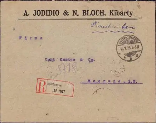 602011 | Ostpreussen, Brief der Firma Jodidio & Bloch aus Kibarty, Litauen, Judaica | Eydtkuhnen (Stallupönen OP)