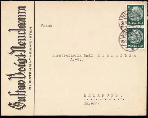 602014 | dekorativer Brief der Firma G. Voigt, Bürstenmachermeister  | Neudamm (Kreis Königsberg/Neumark Neumark), -,