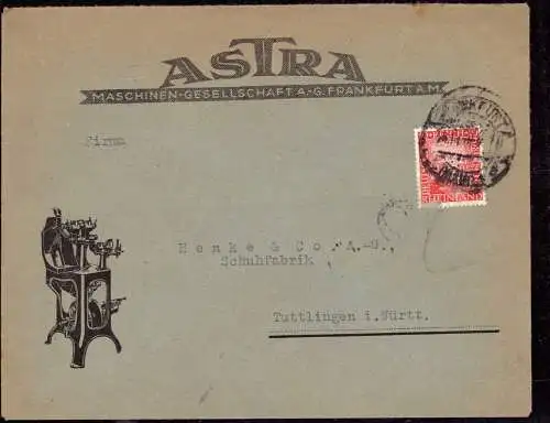 602017 | Dekorativer Brief mit Firmenlochung Perfin, der Astra Maschinenfabrik  | Frankfurt (W - 6000), -,