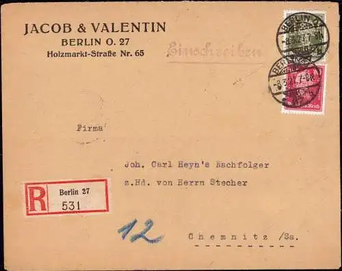 602020 | Brief der Firma Jacob & Valentin mit Firmenlochung Perfin, Judaica  | Berlin (W - 1000), -,