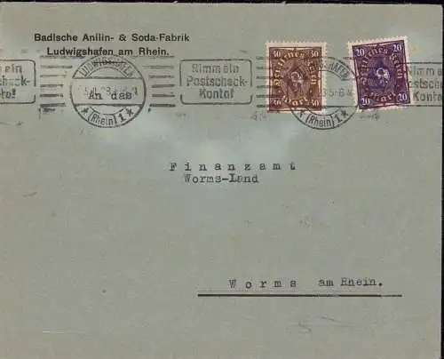 602022 | Inflation, Brief BASF mit Firmenlochung Perfin, Chemie | Ludwigshafen (W 6700)