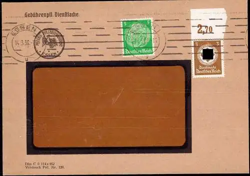 602041 | 1936, dekorative Mischfrankatur zwischen Pol Lochung und Dienstmarke, Polizei, Firmenlochung Perfin | Essen (W