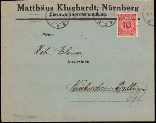 602056 | Brief mit Firmenlochung Perfin der Firma Matthäus Klughardt  | Nürnberg (W - 8500), -,