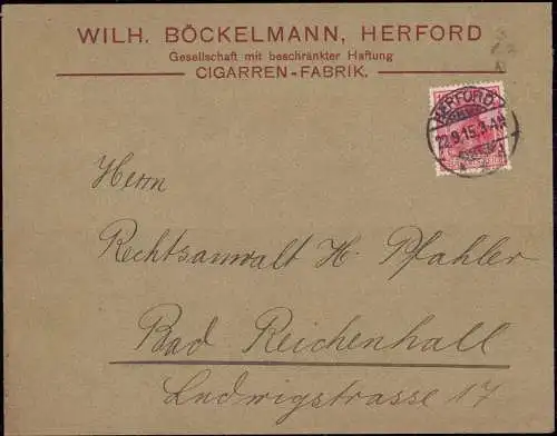 602058 | Brief mit Firmenlochung Perfin der Cigarrenfabrik Wilhelm Bröckelmann  | Herford (W - 4900), -,