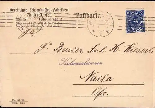 602065 | Postkarte mit Firmenlochung Perfin der Vereinigten Feigenkaffee Fabriken Andree Hofer  | München (O - 5301), -,