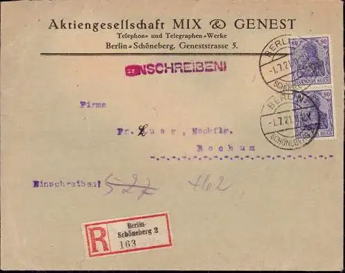 602073 | Brief mit Firmenlochung Perfin der Firma Mix & Genest, Telefon. Elektrik  | Schöneberg ; Tempelhof, Berlin