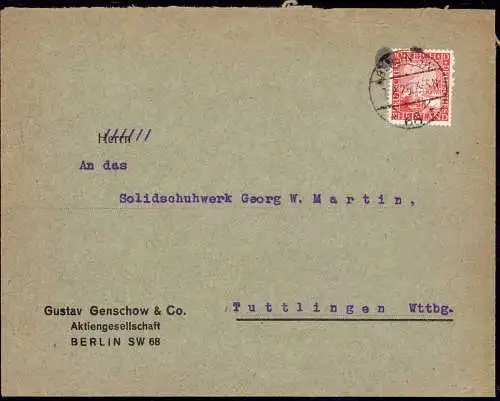 602074 | Brief mit Firmenlochung Perfin der Firma Gustav Genschow & Co.  | Berlin (W - 1000), -,