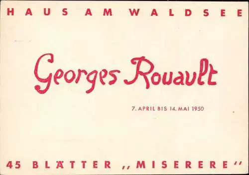 602102 | Einladung zur Vernisage von Bildern von Georges Rouault, Christliche Kunst | Zehlendorf ; Steglitz, Berlin