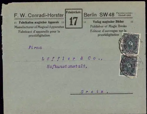 602130 | Zauberei, Brief der Firma F. W. Conradi - Horster, Fabrikation magischer Apparate  | Berlin (W - 1000), -,