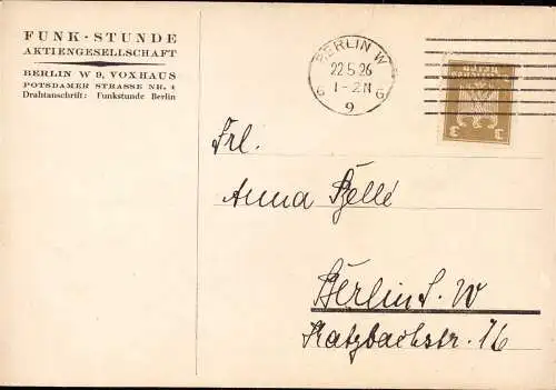 602150 | Aufforderung der Funkstunde zu einer Probe, Radio, Rundfunk  | Berlin (W - 1000), -,