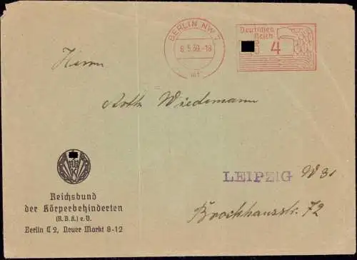 602152 | Brief des Reichsbund der Körperbehinderten mit Logo, (RBK)  | Berlin (W - 1000), -,