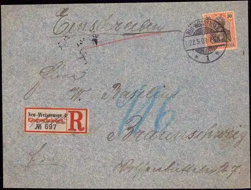 602172 | Brief per Einschreiben aus Neu Weßensee  | Weißensee ; Pankow; Berlin (O - 1000), -,