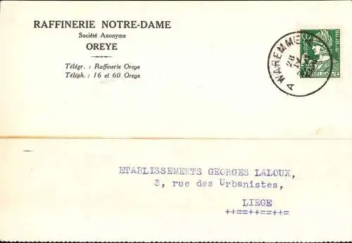 602201 | Postkarte der Raffinerie Notre - Dame, Zucker  | Oreye (B - 4360 Belgien), -,