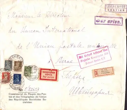 602251 | 1926, UdSSR, Großformatiger (21x24 cm) Luftpostbrief aus Moskau an die UPU  | Tempelhof ; Berlin