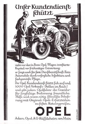 602258 | Auto, Werbung (20,5x14cm)  aus der Zeitschrift "Das Magazin" 6 / 1929, Rückseite bedruckt, Opel  | Rüsselsheim