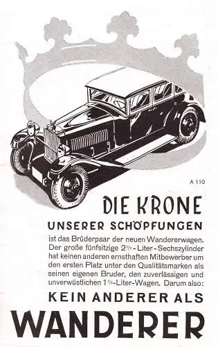 602262 | Auto, Werbung (21x13cm) aus Zeitschrift "Das Magazin" 6/1929, Rückseite bedruckt,Wanderer, Schönau  | Chemnitz