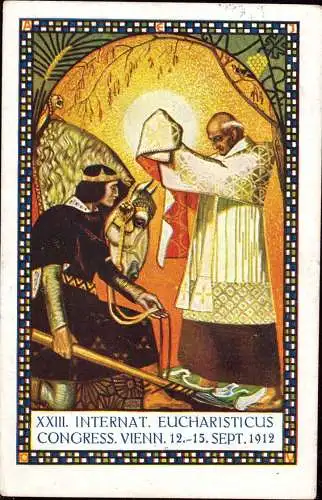 602274 | dekorative Künstlerkarte von 23. Eucharistischen Kongress, Kirche, Esperanto, Jugenstil  | Wien, Österreich