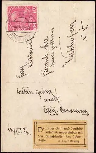 602277 | Postkarte mit anti Jüdischer Propaganda Vignette, Adel  | Wien (A - 1010 Österreich), -,