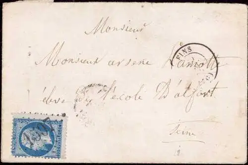 602332 | Kleinformatiger Damenbrief mit Nr. Stempel 1597  | Fins;Somme (F 80360 Frankreich), -,