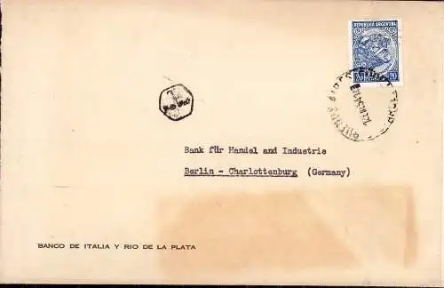 602367 | Brief mit Firmenlochung Perfin der Banco de Italia y Rio de la Plata  |