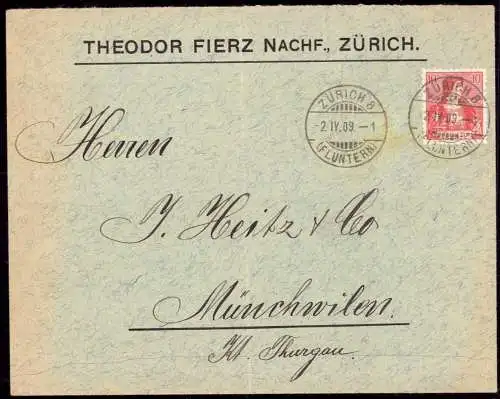 602372 | Brief der Firma Theodor Fierz mit Firmenlochung Perfin | Zürich (CH 8000 Schweiz)