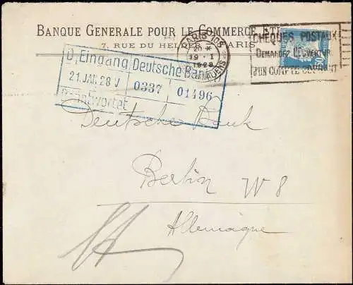 602383 | Brief mit Firmenlochung Perfin Banque Generale pur le Commerce,  | Paris;Seine (F 75001 Frankreich), -,