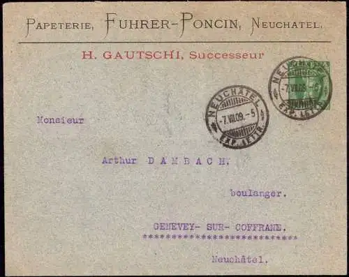 602408 | Privatganzsache der Papeterie Fuhrer - Poncin, Inh. Gautschi  | Neuchatel (CH - 2000 Schweiz), -,