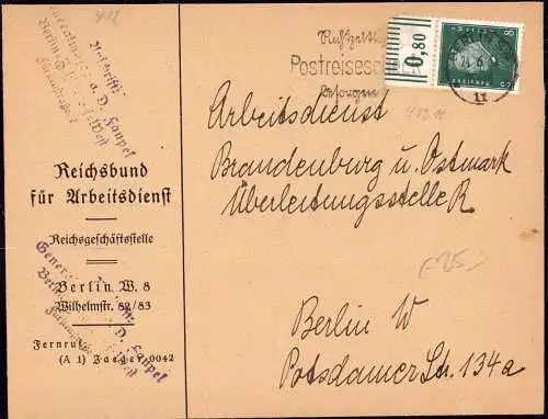 602497 | Reichsbund für Arbeitsdienst der Reichsanstalt für Arbeitsvermittlung und Arbeitslosenversicherung  | Berlin (W