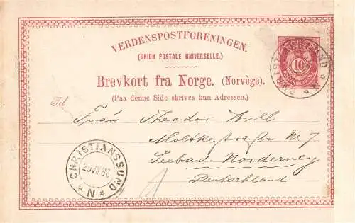 602522 | Ganzsache aus Christianssund, Norwegen an einen Gast auf Norderney  | Norderney (W - 2982), -,