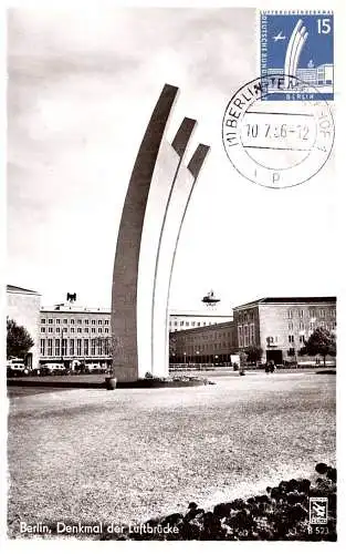 602527 | seltene Maximumkarte, Luftbrückendenkmal am Flughafen  | Tempelhof ; Tempelhof-Schöneberg ; Berlin (W - 1000),