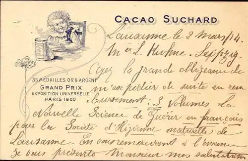 602536 | Ganzsache mit Werbung für Cacao Suchard, Schokolade, Weltausstellung  | Lausanne (CH - 1000 Schweiz), -,