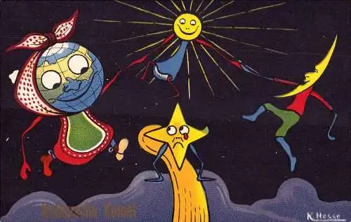 602565 | dekorative Ansichtskarte, Astronomie, Weltall, Halleyscher Komet, sign. K. Hesse  | -, -,