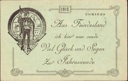 602674 | Frankreich,CPA, Glückwunschkarte Neujahr, Militaria  | Comines;Nord (F 59560 Frankreich), -,