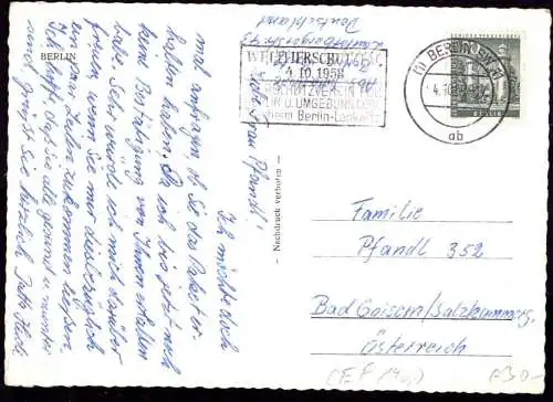 600140 | Berlin, Postkarte mit Einzelfrankatur der 30 Pfg. Berliner Bauten Mi. Nr. 148, (KW € 140,-)  |
