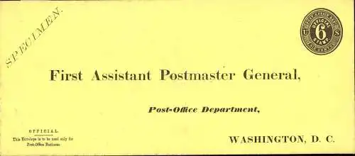600196 | Specimen, 6 cents Official postal stationary  | -, -,