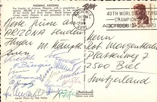 600223 | Grußkarte der Schweizer Schützen mit vielen Unterschriften, tireurs d'élite, tiratori, marksmen  | Biel (CH - 3