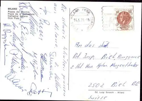 600225 | Grußkarte der Schweizer Schützen mit vielen Unterschriften, tireurs d'élite, tiratori, marksmen | Biel Milano