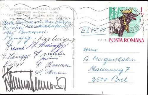 600227 | Grußkarte der Schweizer Schützen mit vielen Unterschriften, tireurs d'élite, tiratori, marksmen | Biel (CH 3981