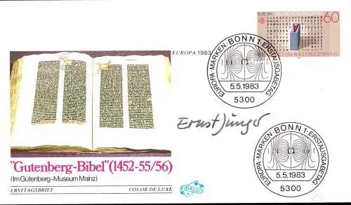 600267 | Ersttagsbrief, FDC Mi 1175, Gutenberg, Druck, Reformation mit Unterschrift des Enwerfers Jünger  | -, -,