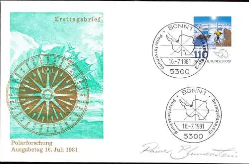 600268 | Ersttagsbrief, FDC Mi 1100, Polarforschung, Arktis, mit Unterschrift des Enwerfers Blumenstein  | -, -,