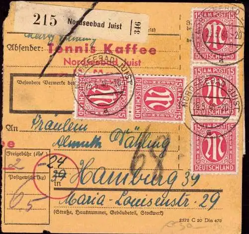 600291 | seltene AM Post Paketkarte  | Juist (W - 2983), -,