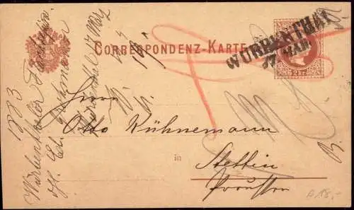 600326 | Ganzsache mit nachverwenten Stempel aus Vrbno pod Pradědem, Sudeten, Tschechoslowakei | Würbenthal, Freudenthal