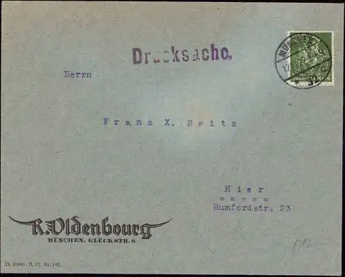 600380 | Inflation, Brief mit Firmenlochung Perfin der Firma R. Oldenbourg  | München (W - 8000), -,