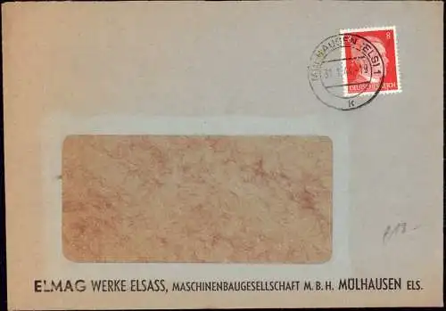 600384 | später Brief mit Firmenlochung Perfin der Firma Elmag Werke Elsass | Strasbourg;Bas-Rhin (F 67000 Frankreich)