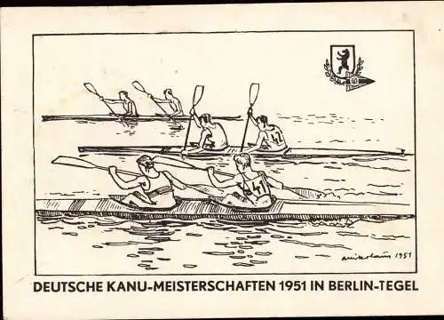 600437 | Ansichtskarte der Deutschen Kanu - Meisterschaften 1951 mit Sonderstempel  | Tegel ; Reinickendorf ; Berlin